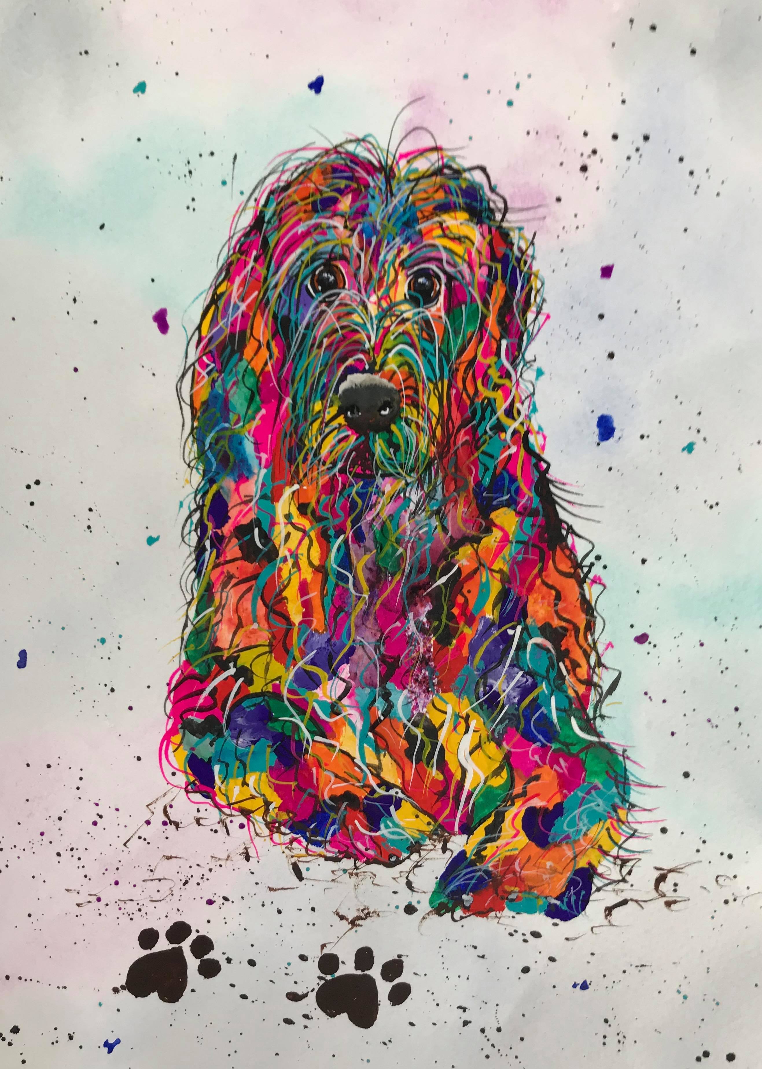 Colorful artistic dog portrait